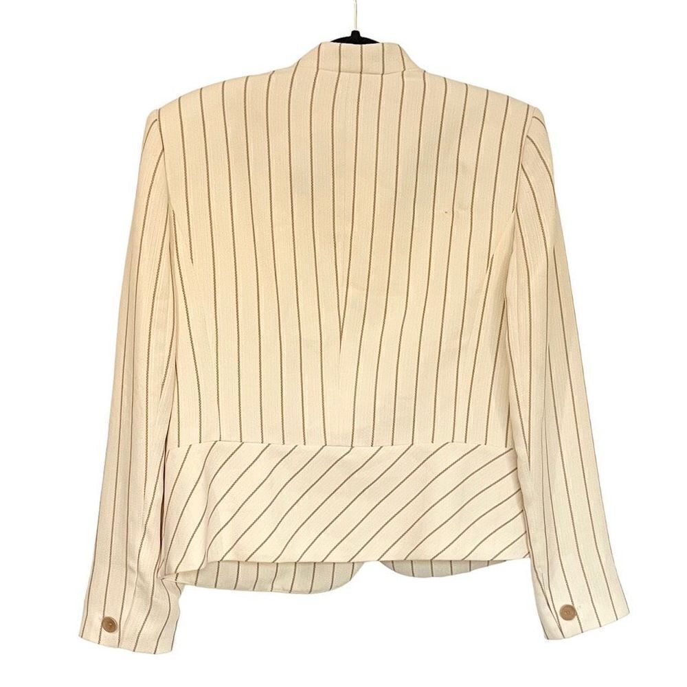 Amanda Smith Women's Cream Geometric Striped Suit Jacket Single Breasted Size 14 - Picture 8 of 11